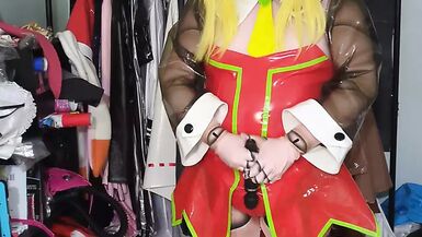 Kigurumi Roll PVC Bunny Suit Breathplay and Hands Free Vibrator - 1 image