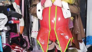 Kigurumi Roll PVC Bunny Suit Breathplay and Hands Free Vibrator