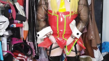 Kigurumi Roll PVC Bunny Suit Breathplay and Hands Free Vibrator - 6 image