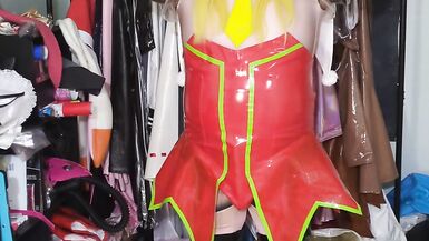 Kigurumi Roll PVC Bunny Suit Breathplay and Hands Free Vibrator - 7 image