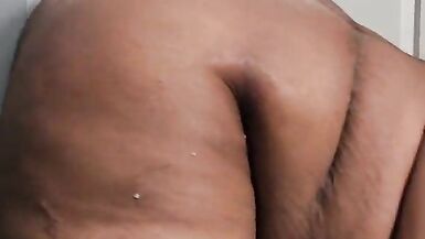 Chubby tranny plows dildo on wall - 13 image