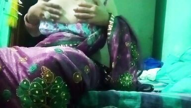 Indian Gay Crossdresser in Pink Saree Pressing and Milking His Boobs so Hard and Enjoying the Hardcore Sex - 13 image