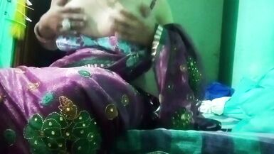 Indian Gay Crossdresser in Pink Saree Pressing and Milking His Boobs so Hard and Enjoying the Hardcore Sex - 14 image