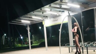 sissy flashing in outdoor - 9 image