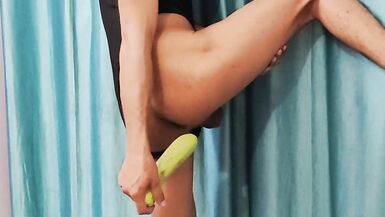 Indian Sissy Takes Big Bottle Gourd In Ass - 2 image