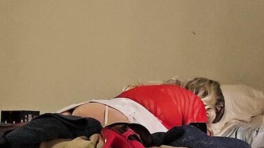 Sissy crossdresser husband 2nd rounds of frozen glass dildo - 7 image