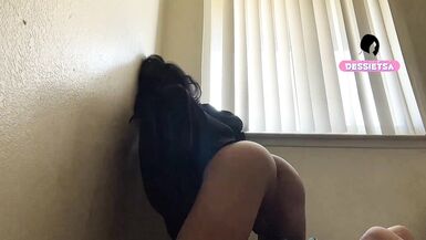 Beautiful 18 year old tgirl gets horny in her room when no one is home. - 2 image