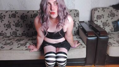 Pre Cumming Masturbation Cute Ladyboy Legs Hands Free Swallowing - 13 image