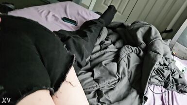 trans girl in booty shorts spanked hard - 3 image