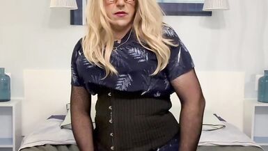 On my bed in a blue dress for a cumshot - 8 image