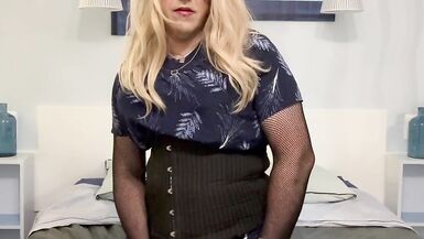 On my bed in a blue dress for a cumshot - 9 image