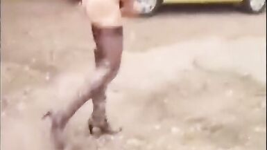 Bella takes a walk in her boots and cums - 9 image