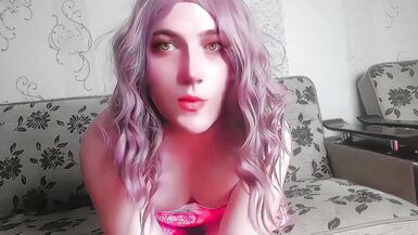 White Ladyboy Masturbates Under Shower Wet Cock With a Shampoo - 5 image