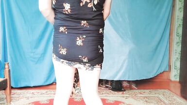 +18 Youtube Model Crossdresserkitty Sexy Villager Housewife Dress Long Stockings White BBW Femboy - 13 image