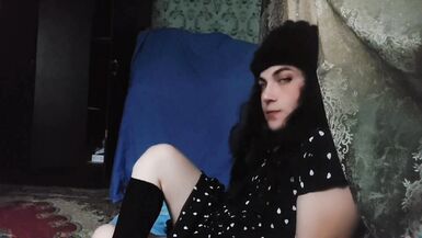 +18 Youtube Model Crossdresserkitty Sexy Villager Housewife Dress Long Stockings White BBW Femboy - 4 image