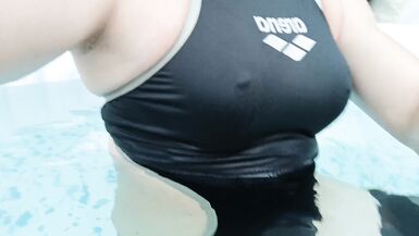 Sissies in sexy black arena swimsuit and big sliding in poil - 14 image