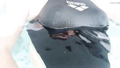 Sissies in sexy black arena swimsuit and big sliding in poil - 7 image