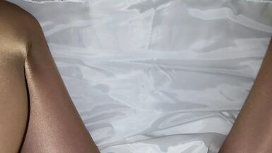 Looking up my satin wedding dress. - 10 image