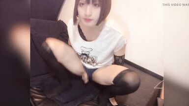 [Individual shooting] A video of an erotic cute crossdresser with short black hair quietly masturbating - 6 image