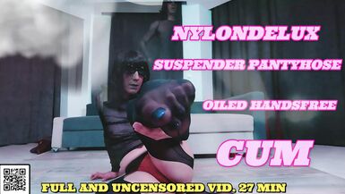 tulle suspender pantyhose-oiled handsfree cum - 1 image