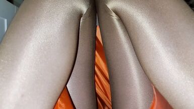Have a peek underneath my orange office skirt - 15 image