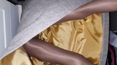 Looking up my long grey skirt - 4 image