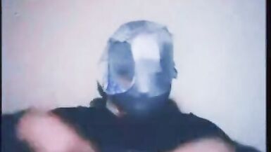 Self tightly gagged and pantyhose hooded - 11 image