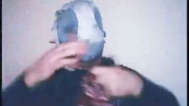 Self tightly gagged and pantyhose hooded - 12 image