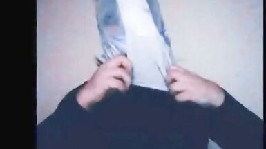 Self tightly gagged and pantyhose hooded - 9 image