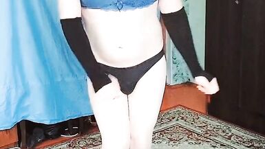 Shemale Bend Down Big Ass Tranny Booty Ladyboy Cute Blonde Sissy Crossdresser White - 8 image