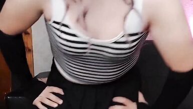 Handless Masturbation Cute Lady Boy Cock Between Legs Hot Horny Pretty Shemale White Smooth Skin - 7 image