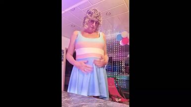 Tgirl Anna Showing Her Big Tits and Playing with Her Hard Girlsdick and Cum