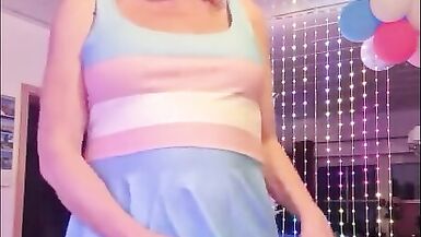 Tgirl Anna Showing Her Big Tits and Playing with Her Hard Girlsdick and Cum - 2 image