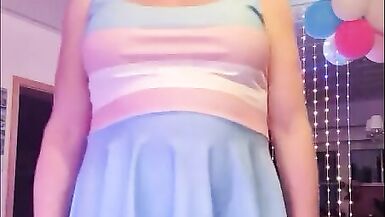 Tgirl Anna Showing Her Big Tits and Playing with Her Hard Girlsdick and Cum - 5 image