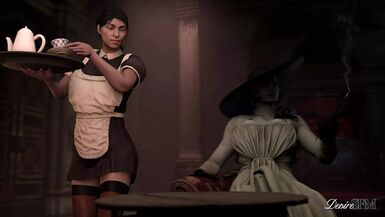 Futa Lady Dimitrescu Impregnates Her Willing House Maid Resident Evil Futanari the Mask of Joy