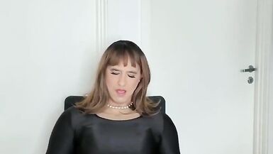 Crossdresser Kirsten. Teased in Lingerie, Chastity and Plugged.