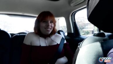 GROOBYGIRLS - Redhead Gets Horny In Car And Driver Fucks Her - 3 image