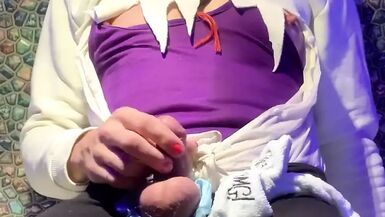 Wetting My Clothes While Jerking and Cum in Bathroom... Wetlook in Clothes. Transgirl Wet Clothes Cum with Shower... - 1 image