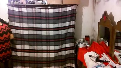 Joselynne Cd Web In Stockings And Heels In Red Mini Dress - 2 image