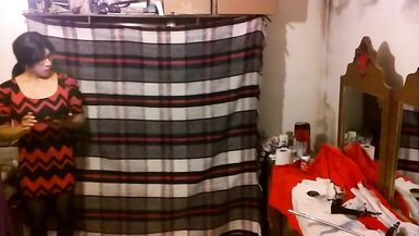 Joselynne Cd Web In Stockings And Heels In Red Mini Dress - 9 image