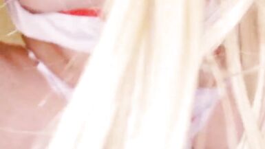 sissy nurse in chastity cage rides cock - 9 image