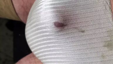 POV Precum Under My Nylon Nude Stripes Knickers, Vintage Panties - 1 image