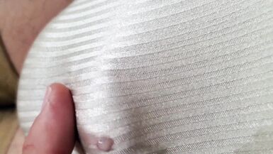 POV Precum Under My Nylon Nude Stripes Knickers, Vintage Panties - 9 image