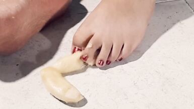 Smashing a banana with my feet and ejaculating watching porn - 7 image