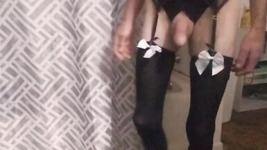 Cdmichelle wearing new black lingerie while playing with Cock bouncing aw - 15 image