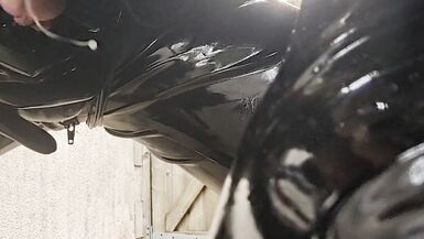 Alison outside in tight black rubber - 14 image