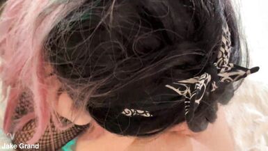 Goth Trans Woman Sucks Cock POV - 5 image