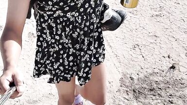 Ladyboy with cute hot feet in mini dress and heels walks in very hot - 10 image