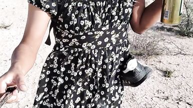 Ladyboy with cute hot feet in mini dress and heels walks in very hot - 12 image