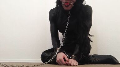Black Leather Sissy Bondage - 5 image